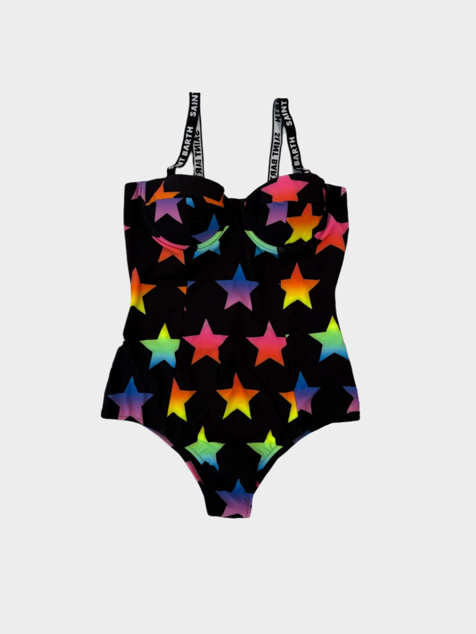 Costume intero Brenda con stampa rainbow e stelle multicolor - vista frontale