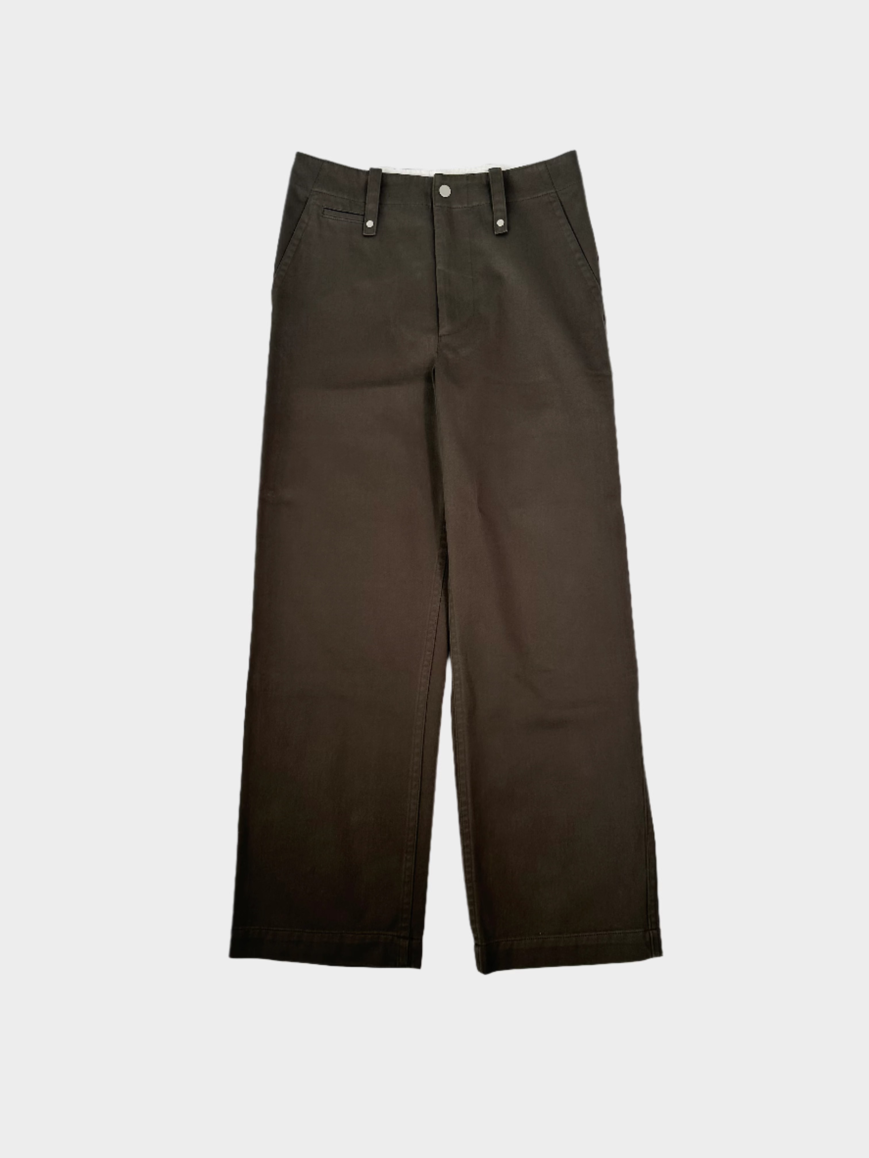  Vista frontale dei pantaloni Burberry marroni in cotone
