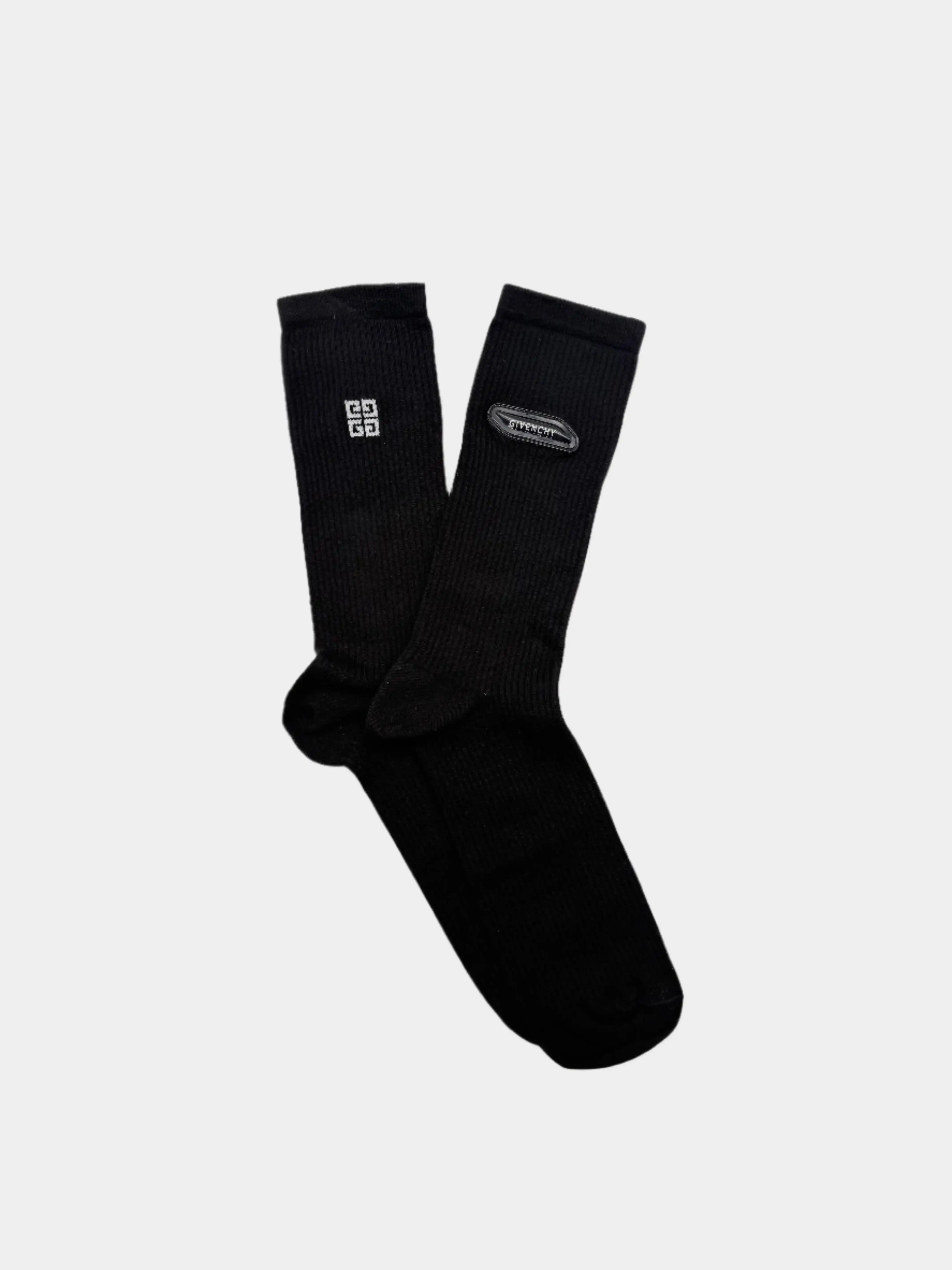 Black Socks With Logo Patch