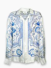 Camicia Bianca Stampa Blu - Beige | Qlhype