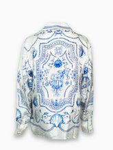 Camicia Bianca Stampa Blu - Beige | Qlhype