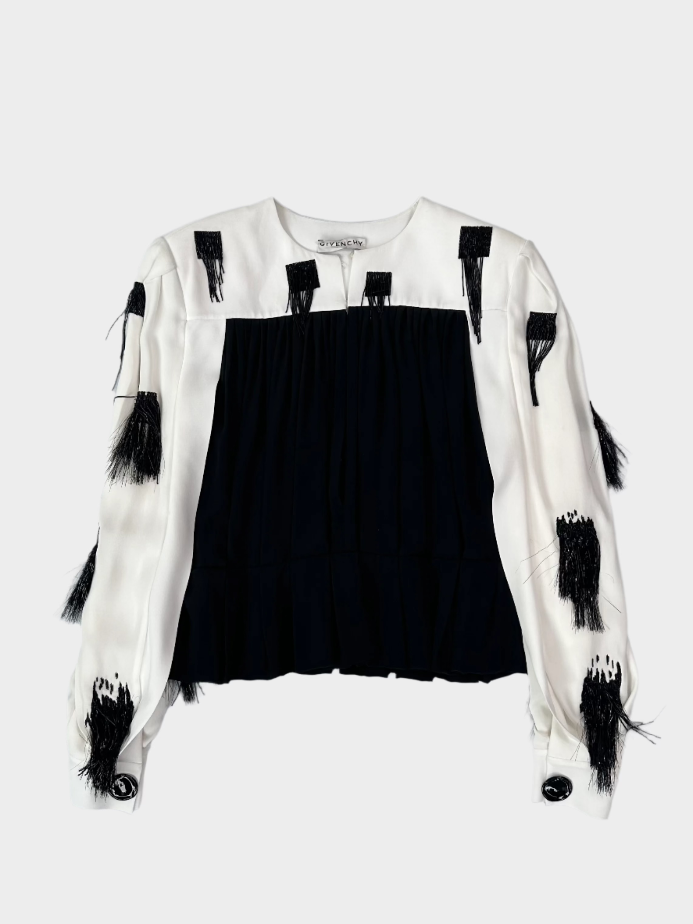 Camicia Givenchy bicolore con frange vista frontale