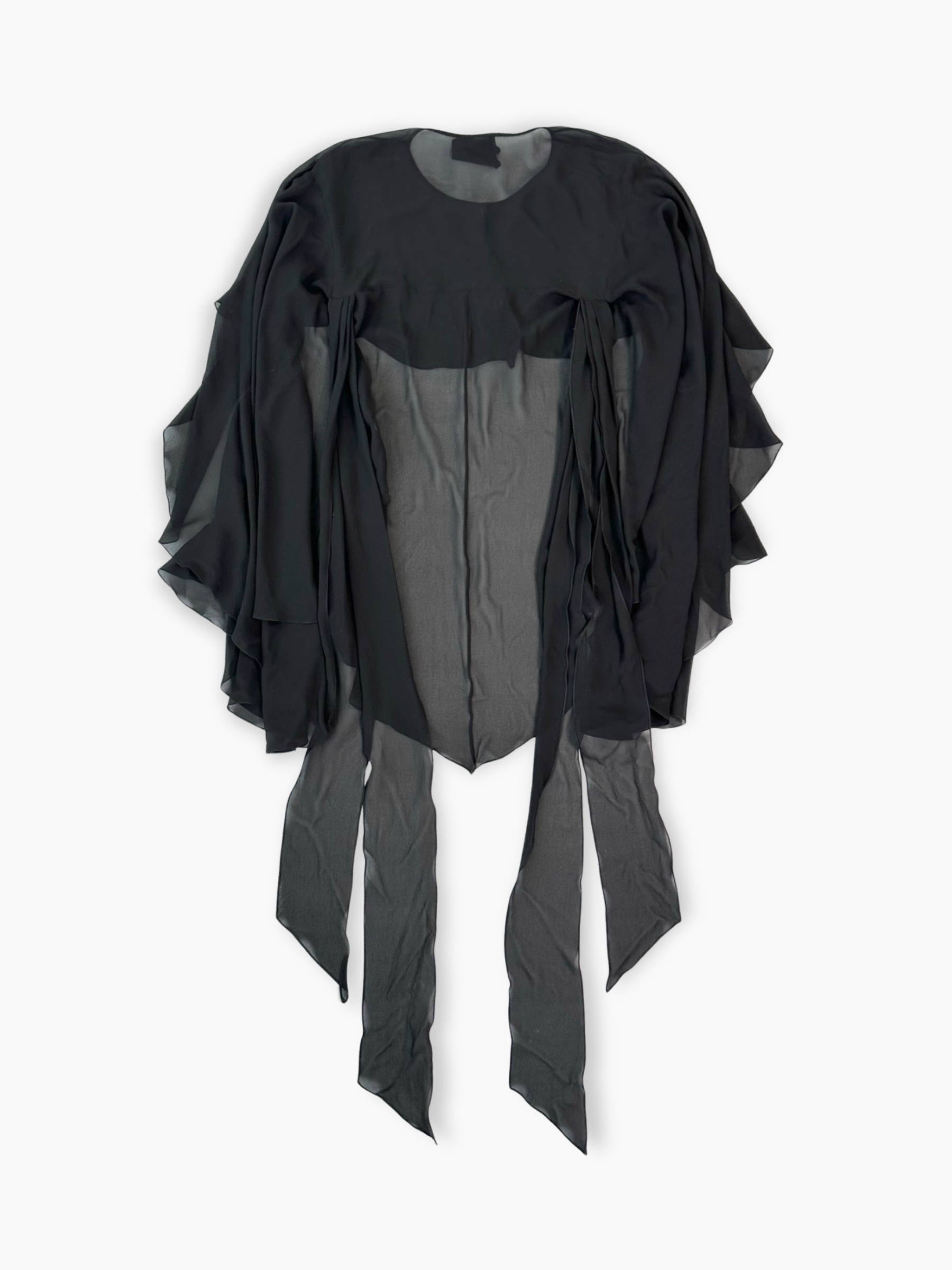Camicia nera in chiffon Givenchy con drappeggi vista frontale