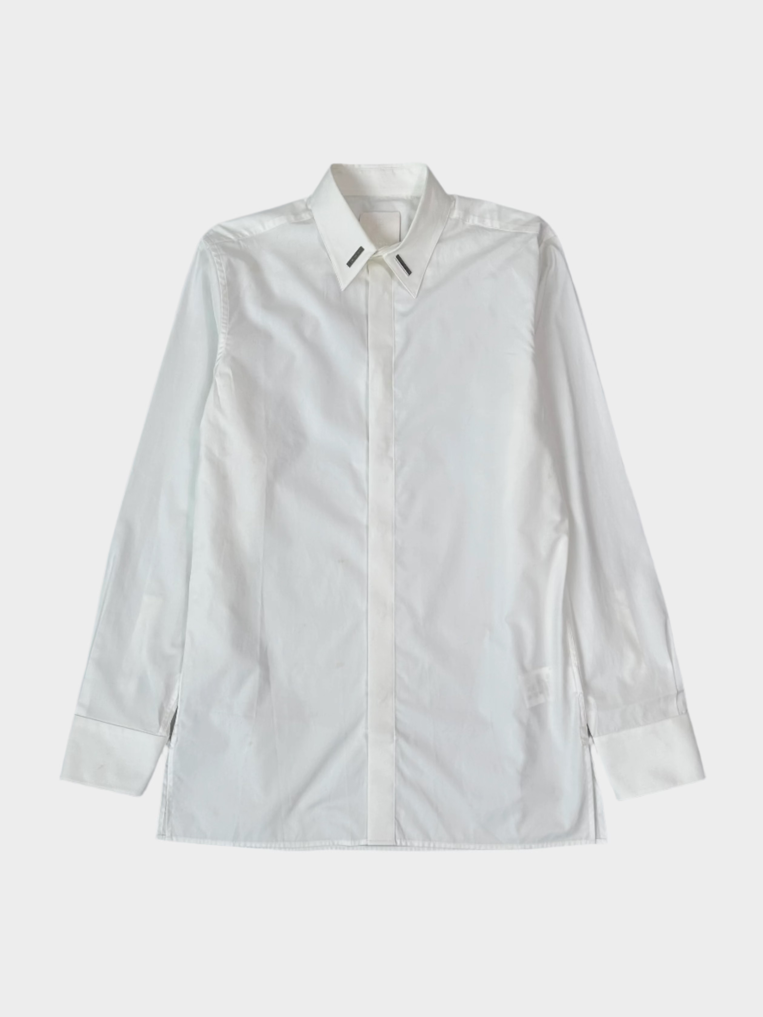 Camicia bianca Givenchy da uomo con colletto a punta in metallo