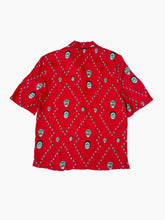 Red Bowling Shirt With Mint Green All Over Masks Print -  | dBlank