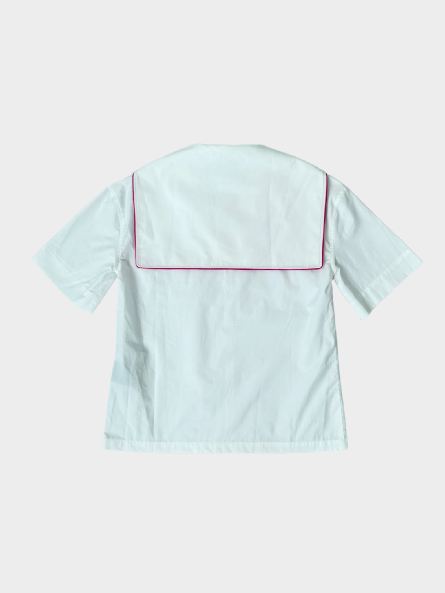 Camicia Bianca In Popeline Con Colletto Sailor E Logo Rosa