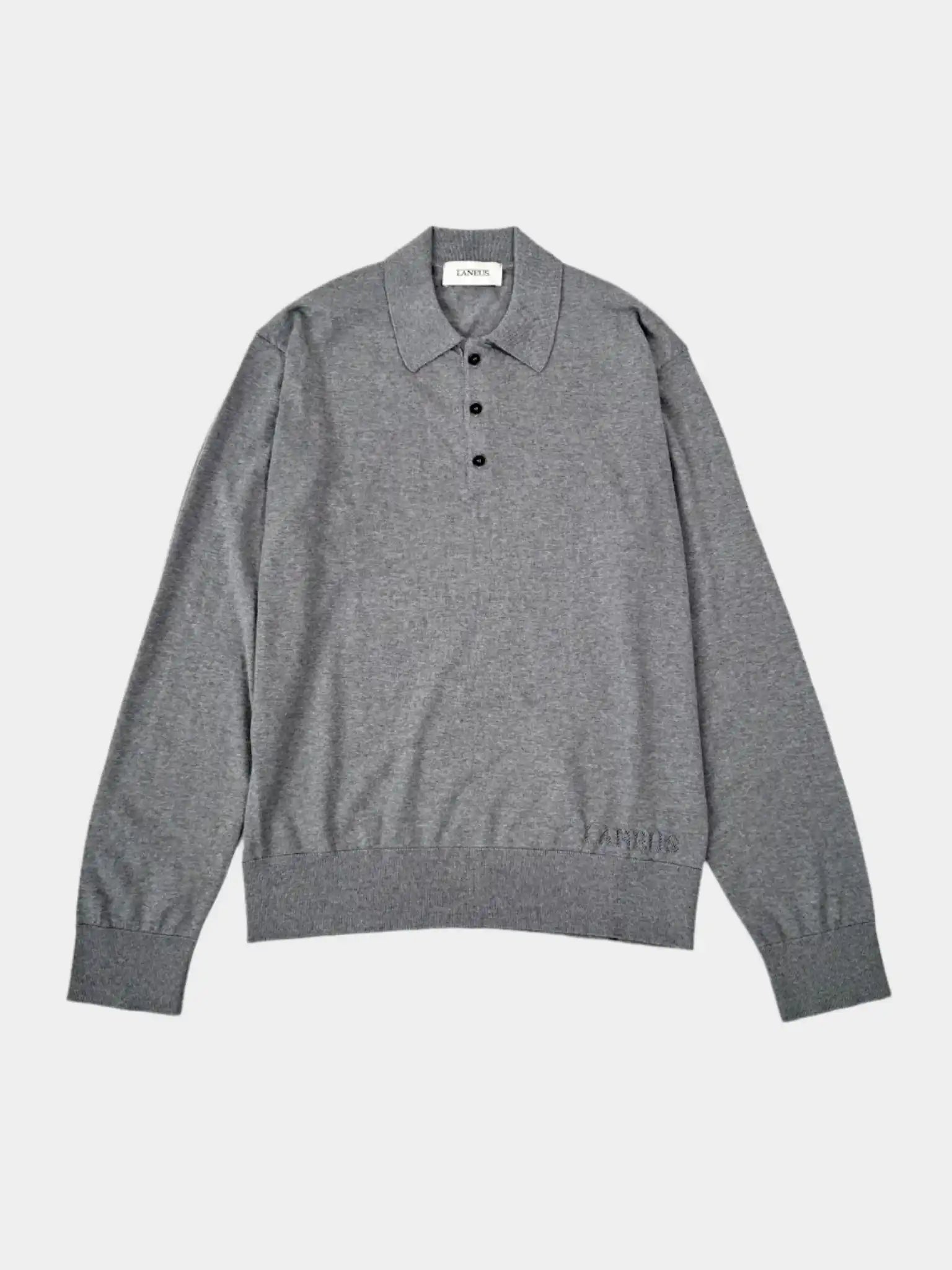 Camicia Laneus grigia in maglia di lana vergine vista frontale