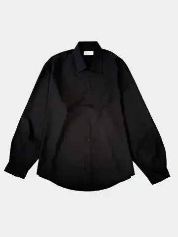 camicia nera lana vergine, camicia Laneus uomo, camicia elegante lana, camicia sartoriale, camicia nera Qlhype