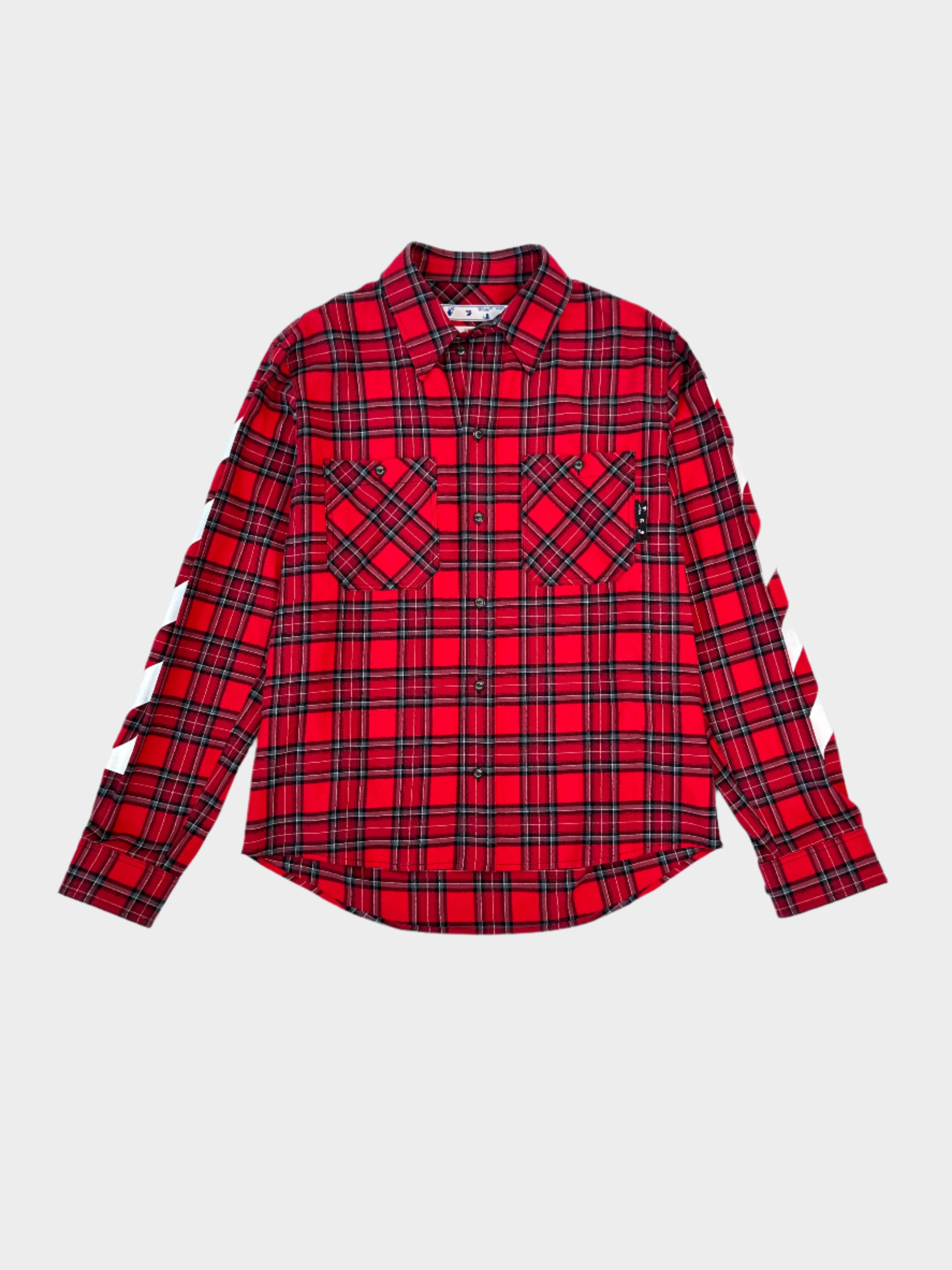 Camicia Off-White a quadri rossa vista frontale