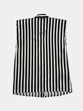 Sleeveless Shirt With Vertical Stripes And Padded Shoulders -  | dBlank