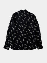 Black Silk Shirt With White Fish Print -  | dBlank
