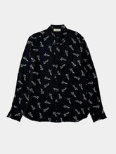Black Silk Shirt With White Fish Print -  | dBlank