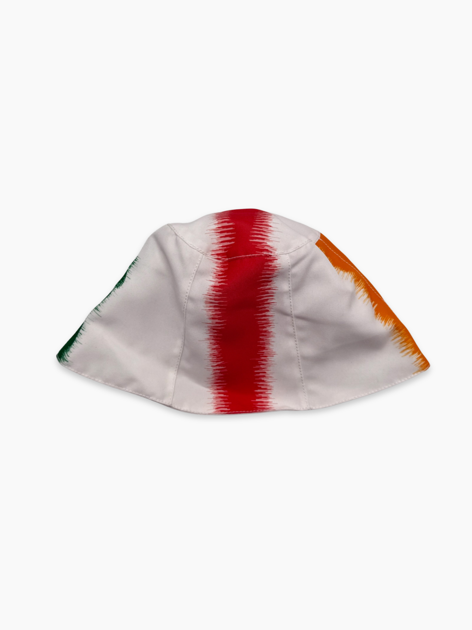 Cappello bucket Kirin in nylon bianco con bande verticali colorate effetto onda sonora