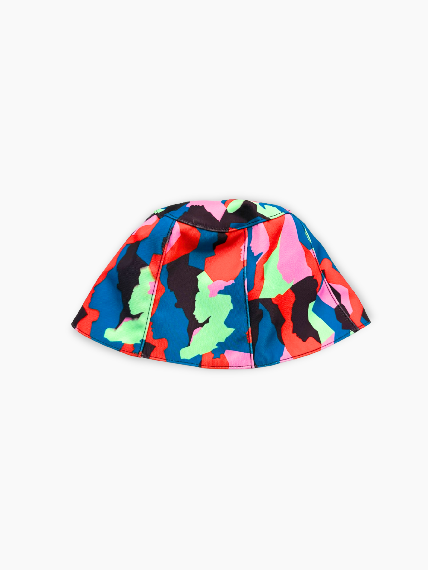 Cappello bucket in nylon Kirin con stampa multicolor Faces su base rosa e blu