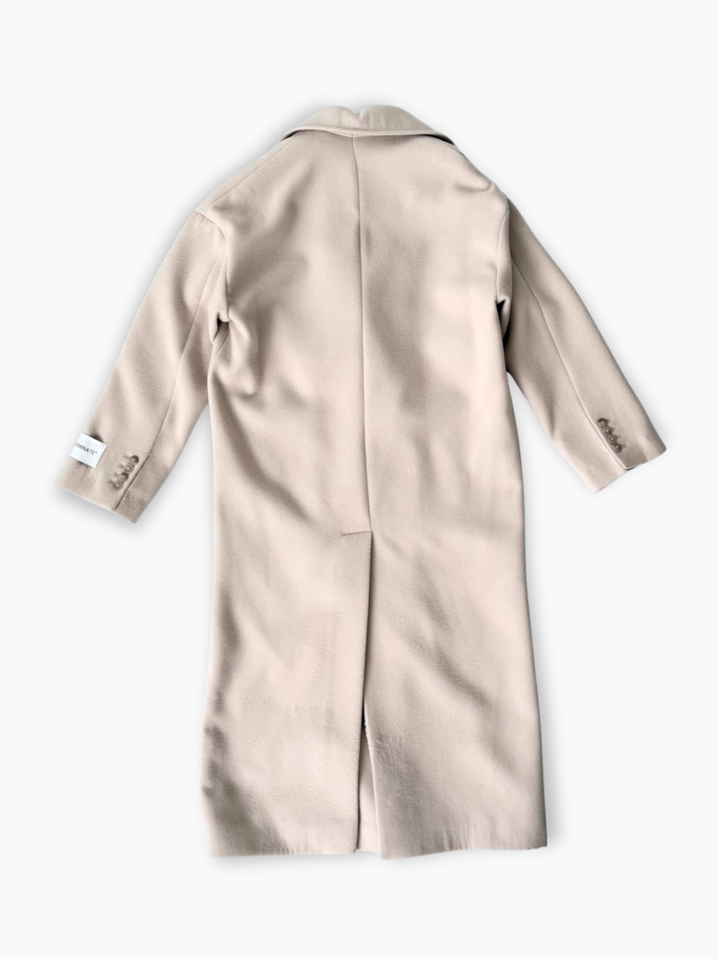Cappotto lungo beige doppiopetto Hinnominate vista posteriore