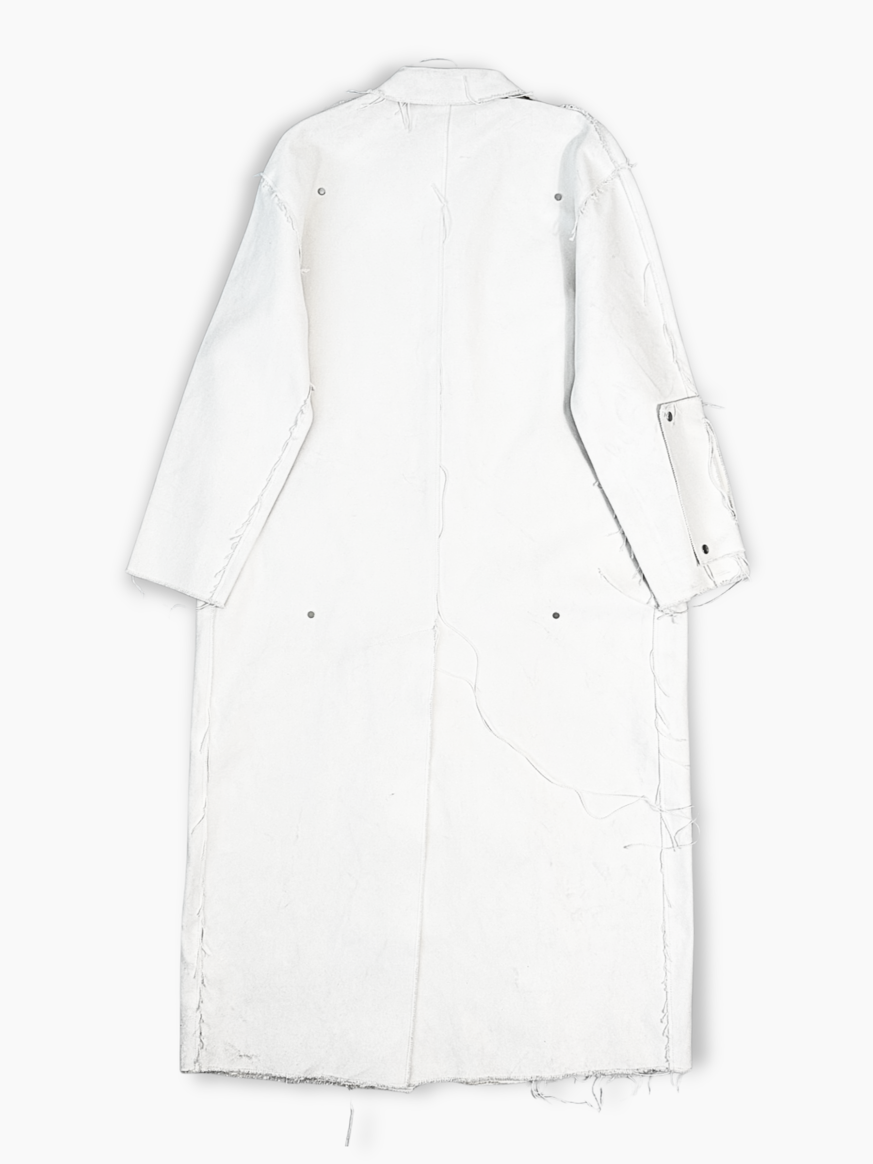 Vista posteriore cappotto bianco in cotone
