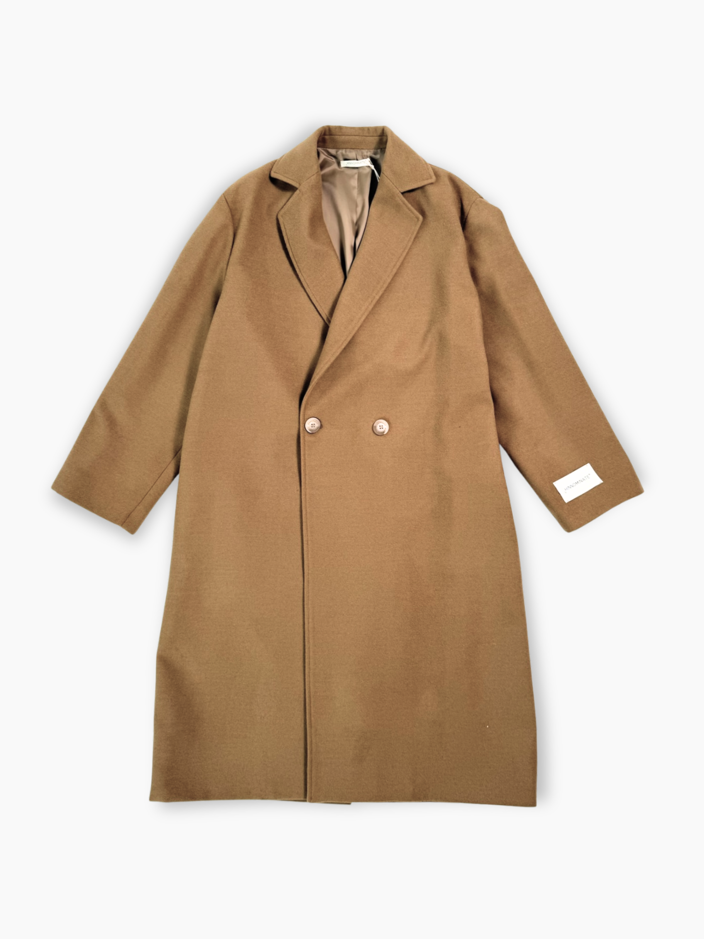 Cappotto cammello lungo Hinnominate doppiopetto con bottoni tono su tono