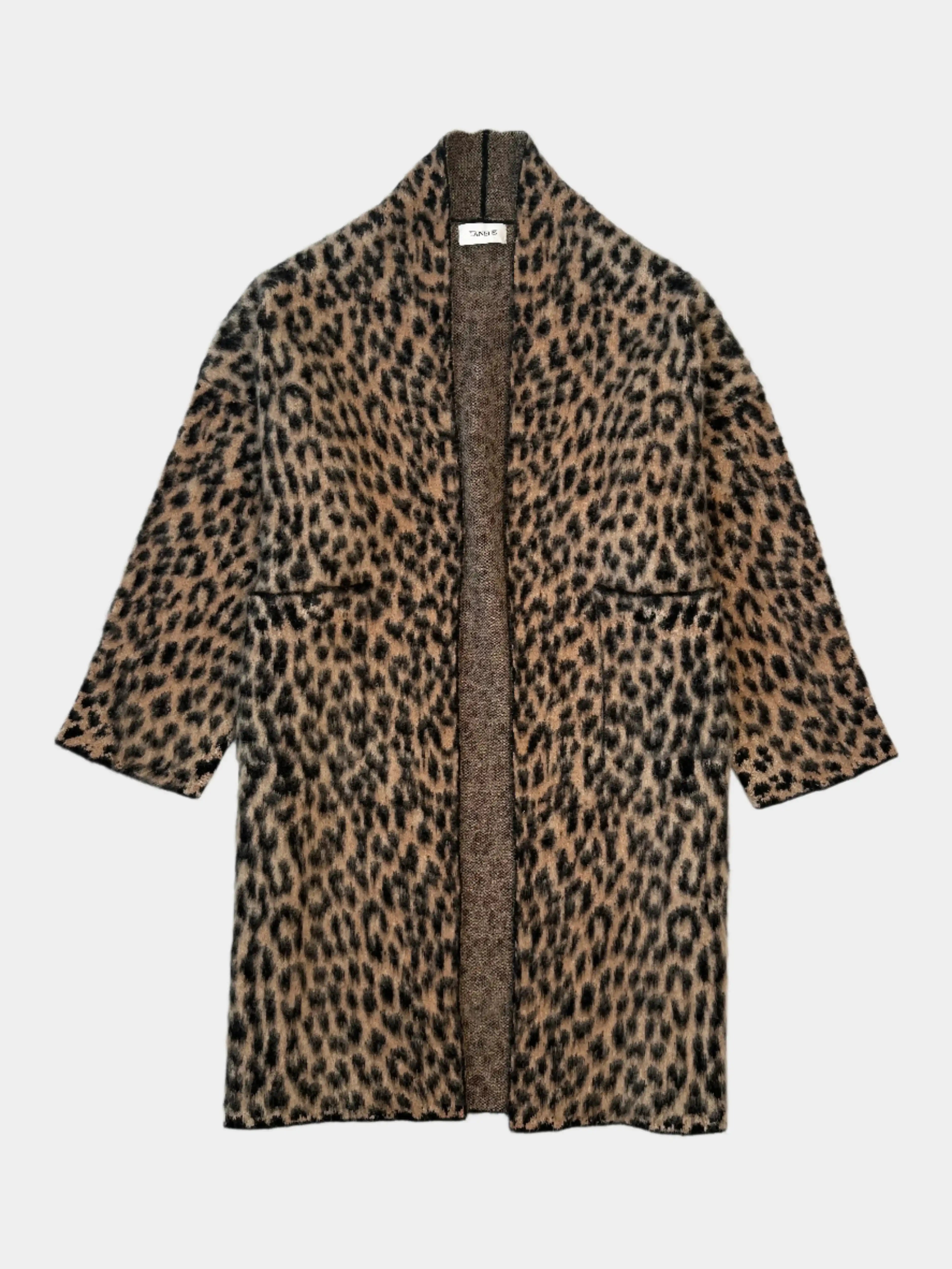 cappotto leopardato, cappotto Laneus donna, cappotto in maglia pelliccia, outerwear animalier
