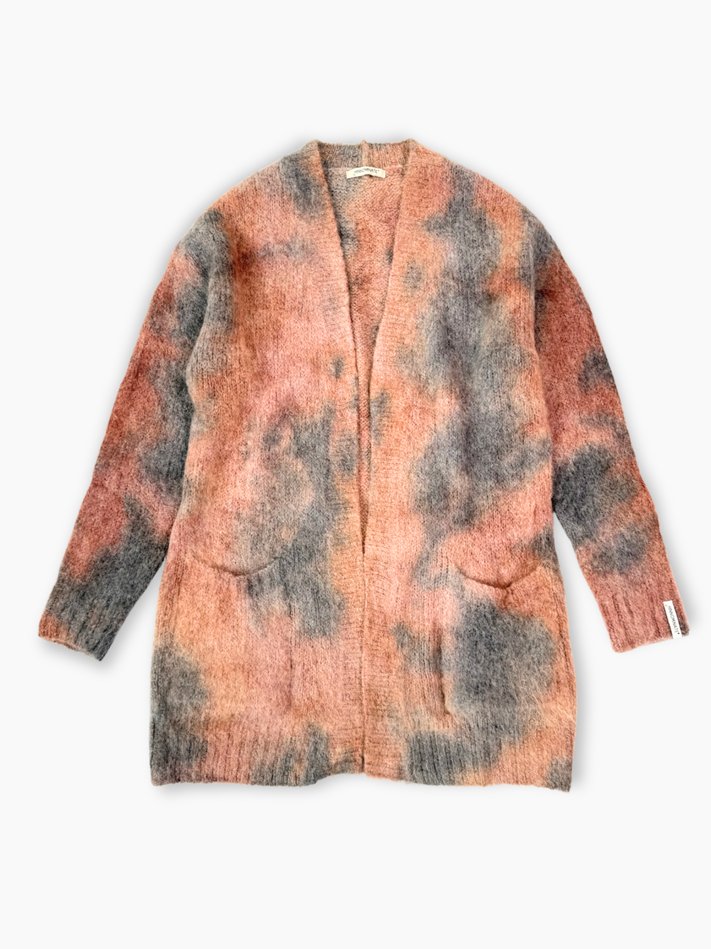 Cardigan Hinnominate in mohair con motivo tie-dye multicolore visto frontale