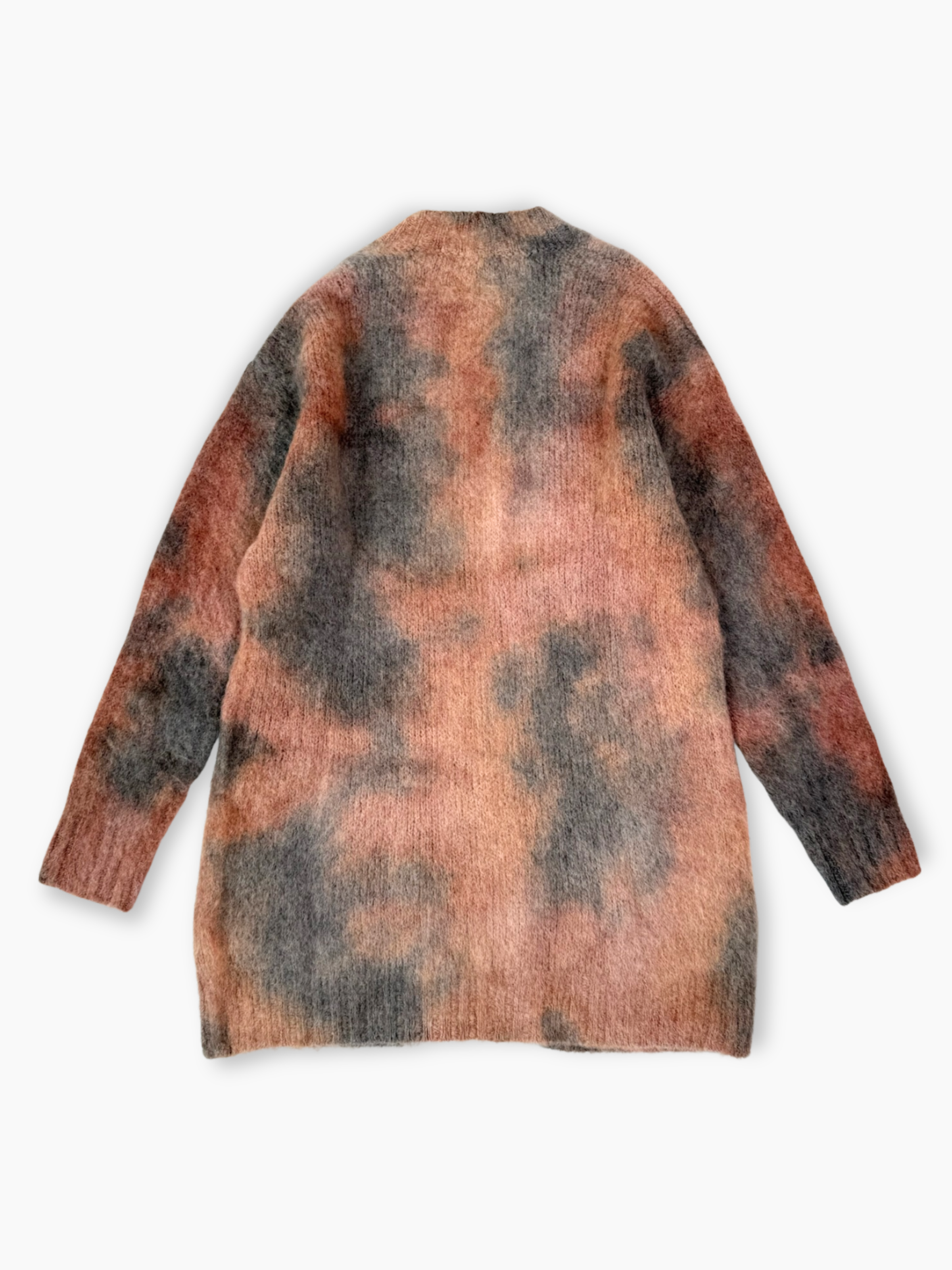 Cardigan Hinnominate in mohair con motivo tie-dye multicolore visto da dietro