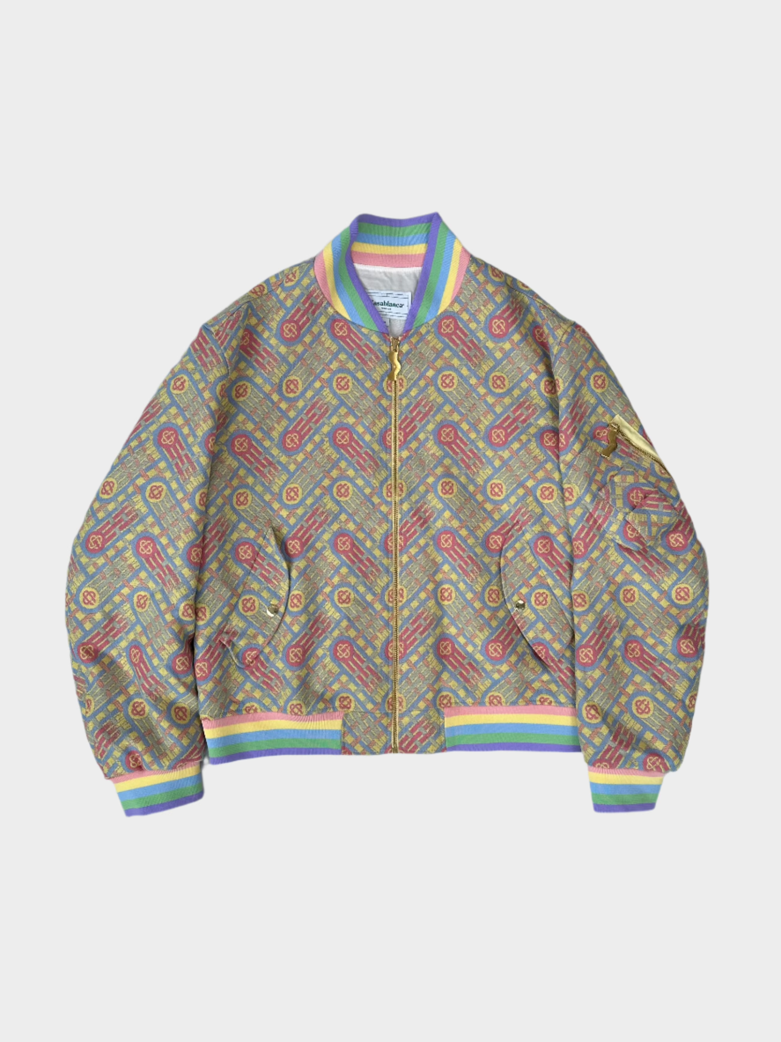 Vista frontale del bomber Casablanca con stampa multicolor


