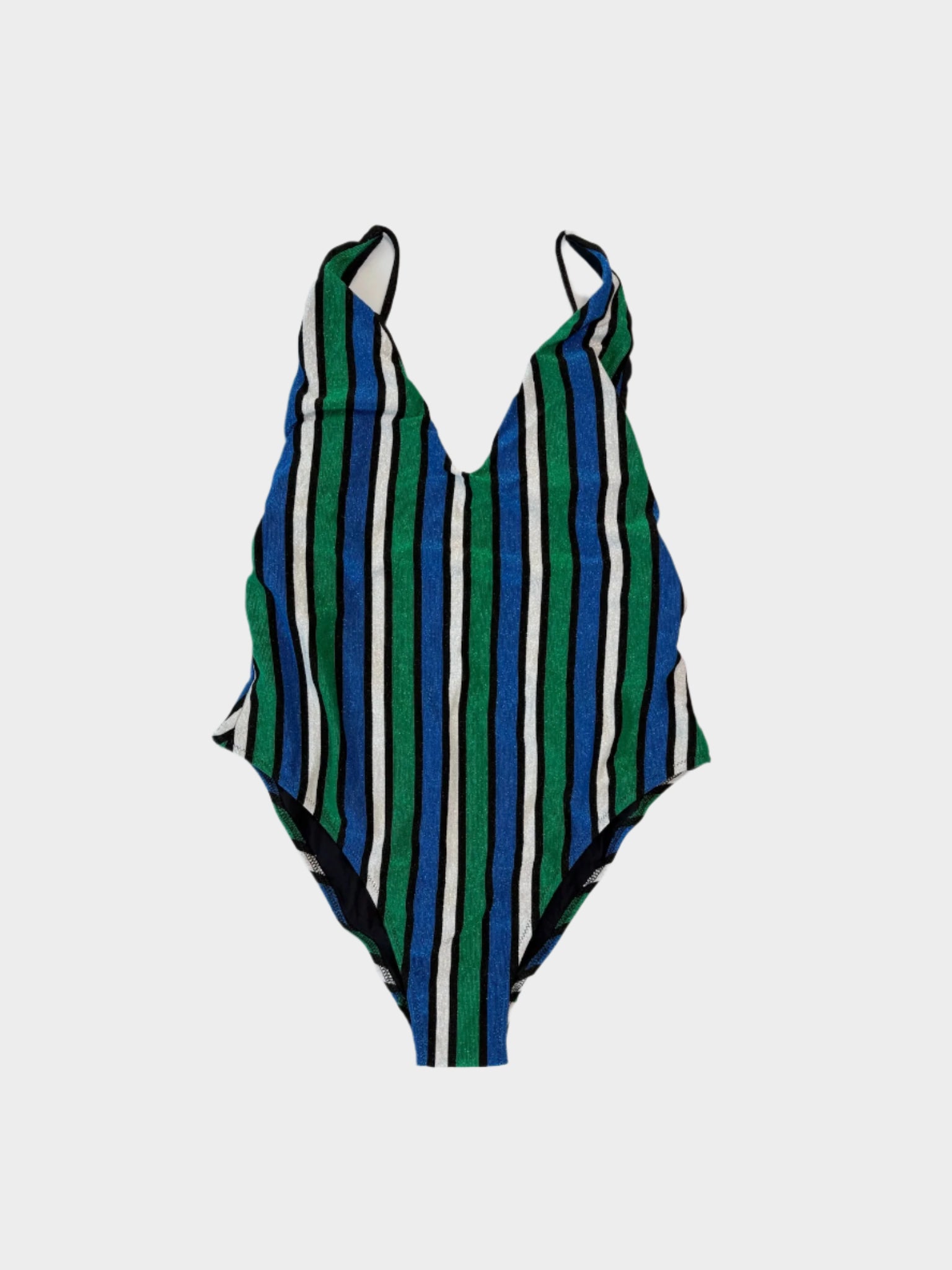 Costume intero Catalina Lux a righe blu emerald silver - fronte