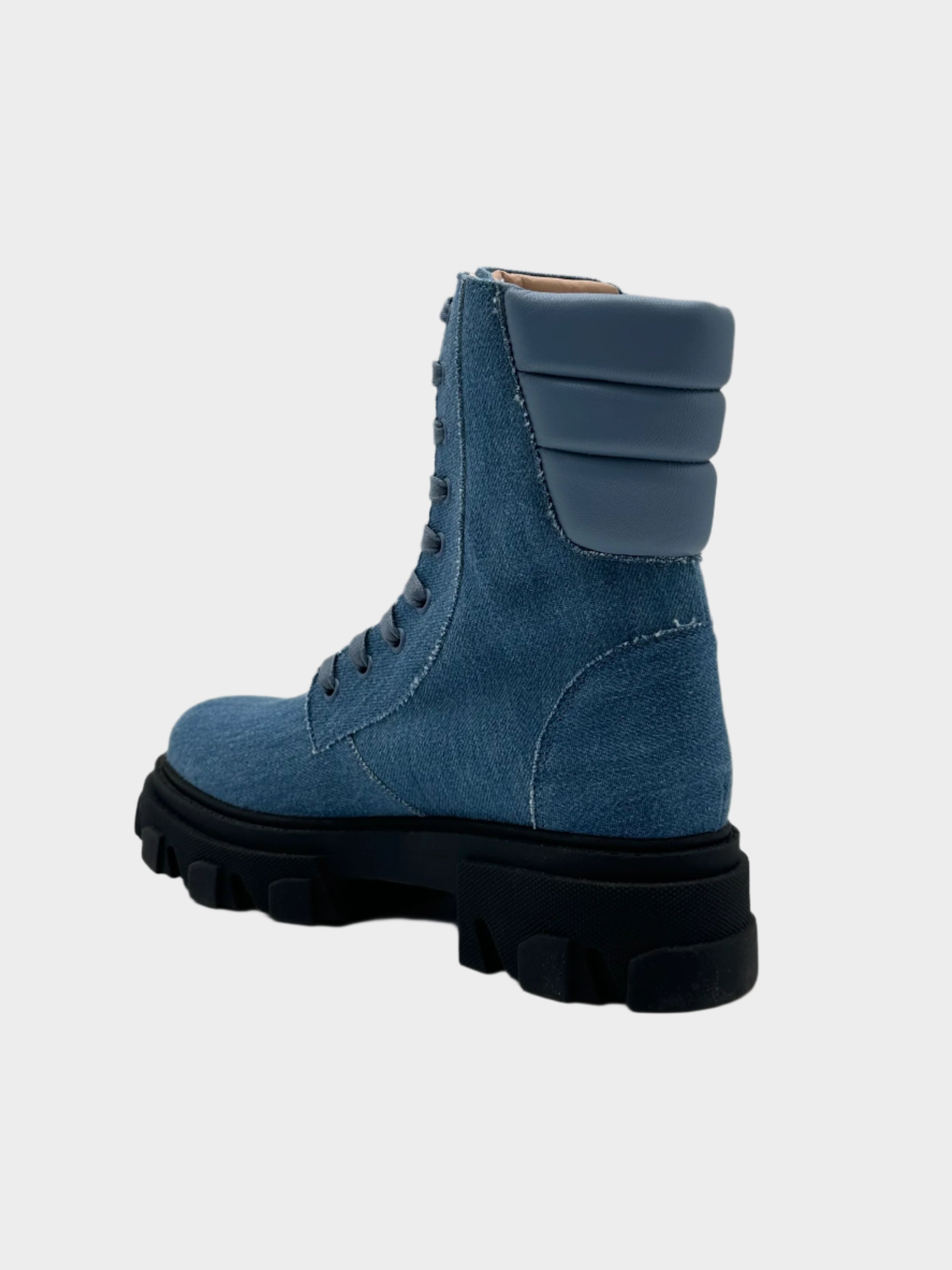 Combat Boot In Denim With Chunky Sole