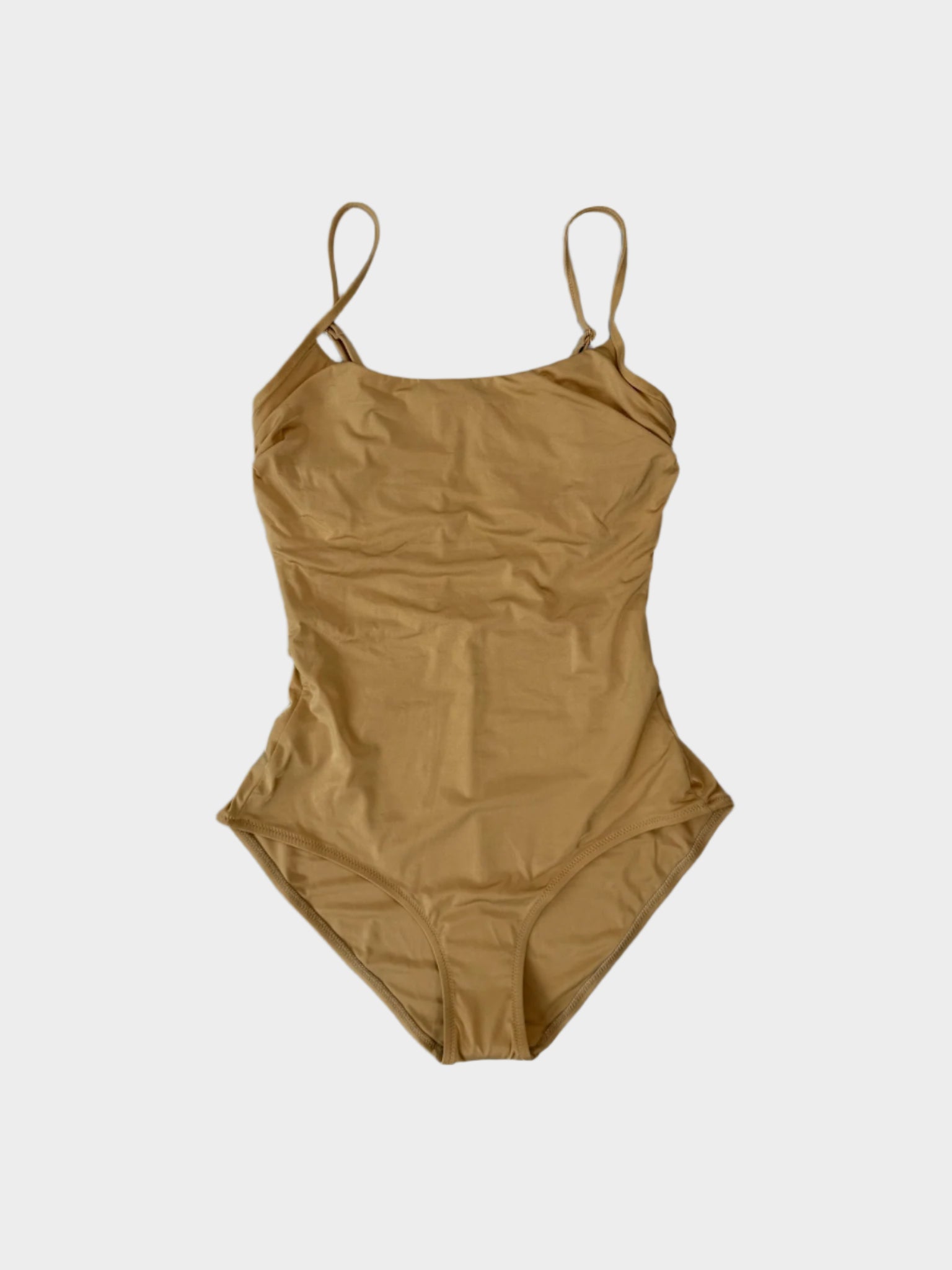 Costume intero sabbia Corinne con spalline sottili, vista frontale