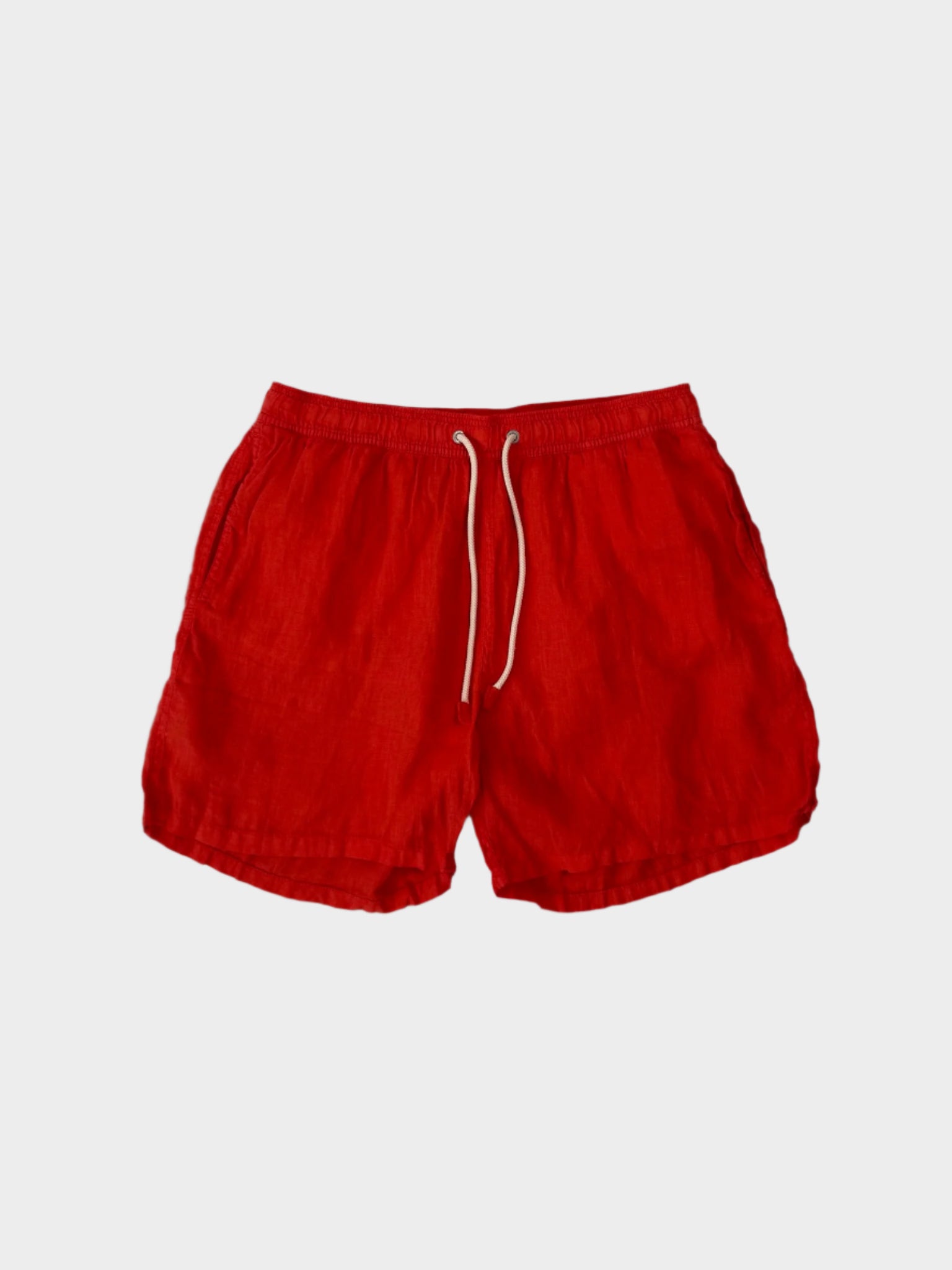 Costume in lino arancio Saint Barth visto frontalmente

