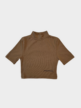 Turtleneck Crop Top In Bi-Elastic With Half Sleeve -  | dBlank