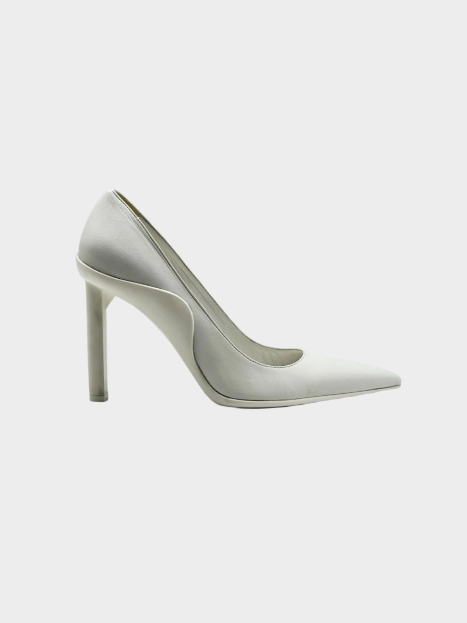 Décolleté bianca Gia Borghini in pelle liscia con tacco alto vista laterale