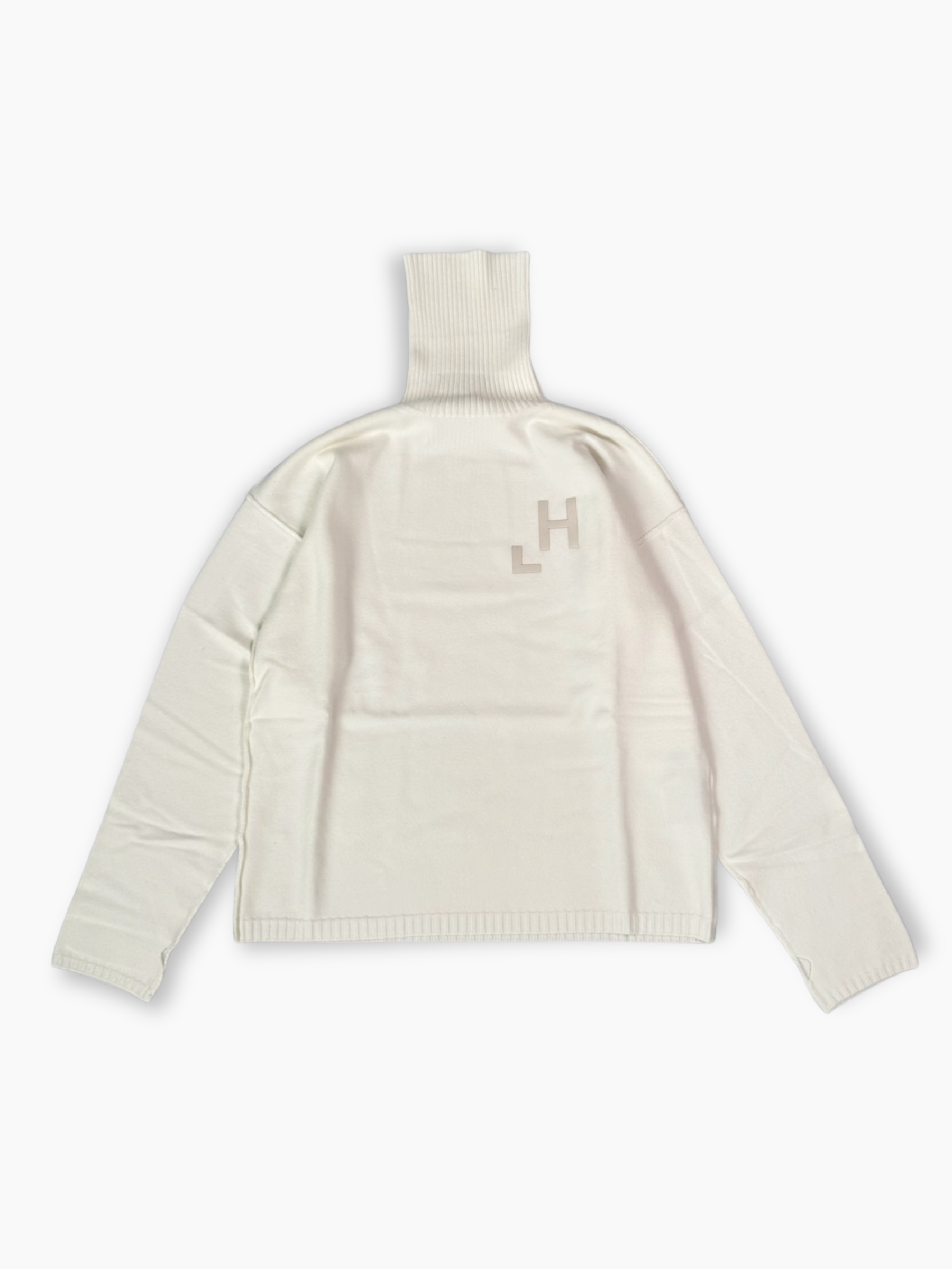 Dolcevita bianco Hinnominate con collo alto e logo in stampa flock