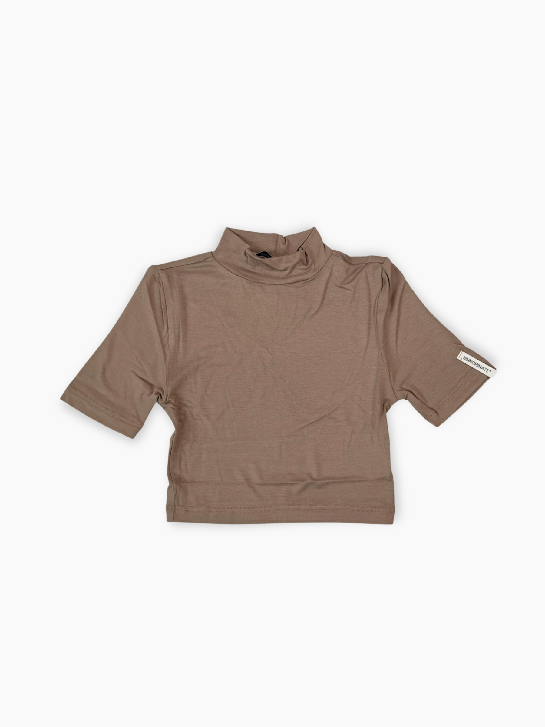 Dolcevita crop Hinnominate tortora a mezza manica in viscosa con collo alto