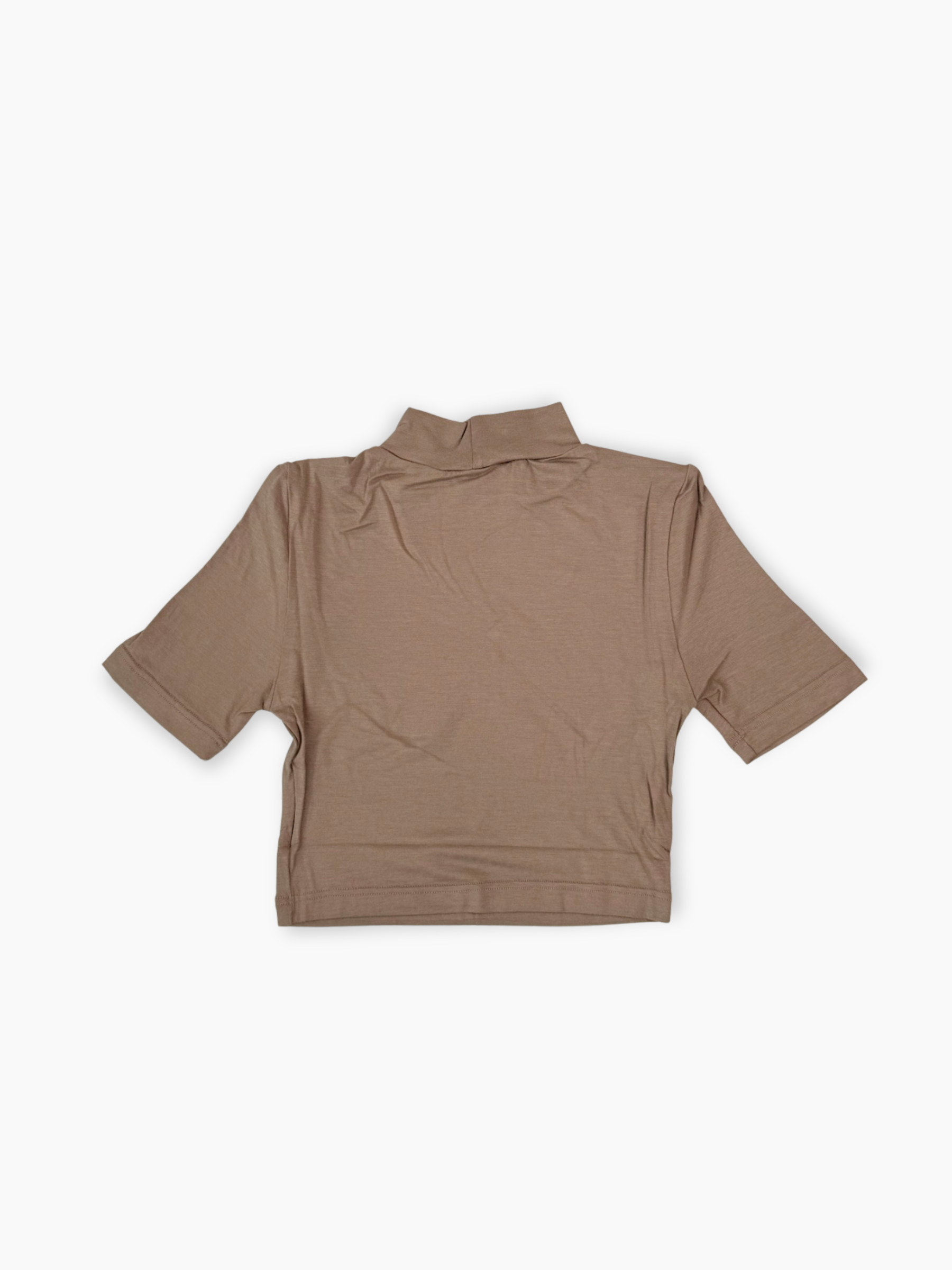 Dolcevita crop Hinnominate tortora a mezza manica in viscosa con collo alto