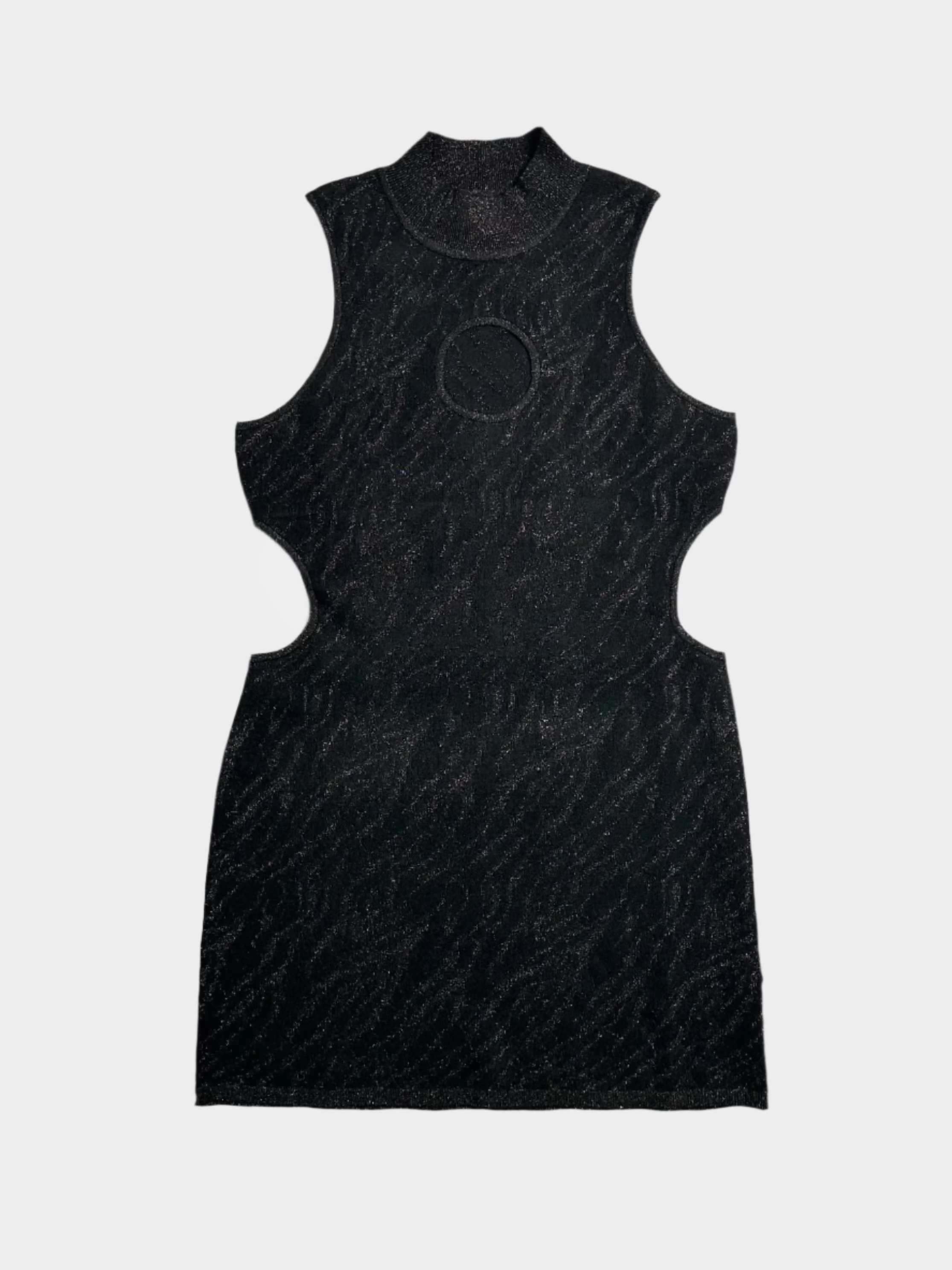 Abito Dundas nero con fantasia lurex oro, vista frontale