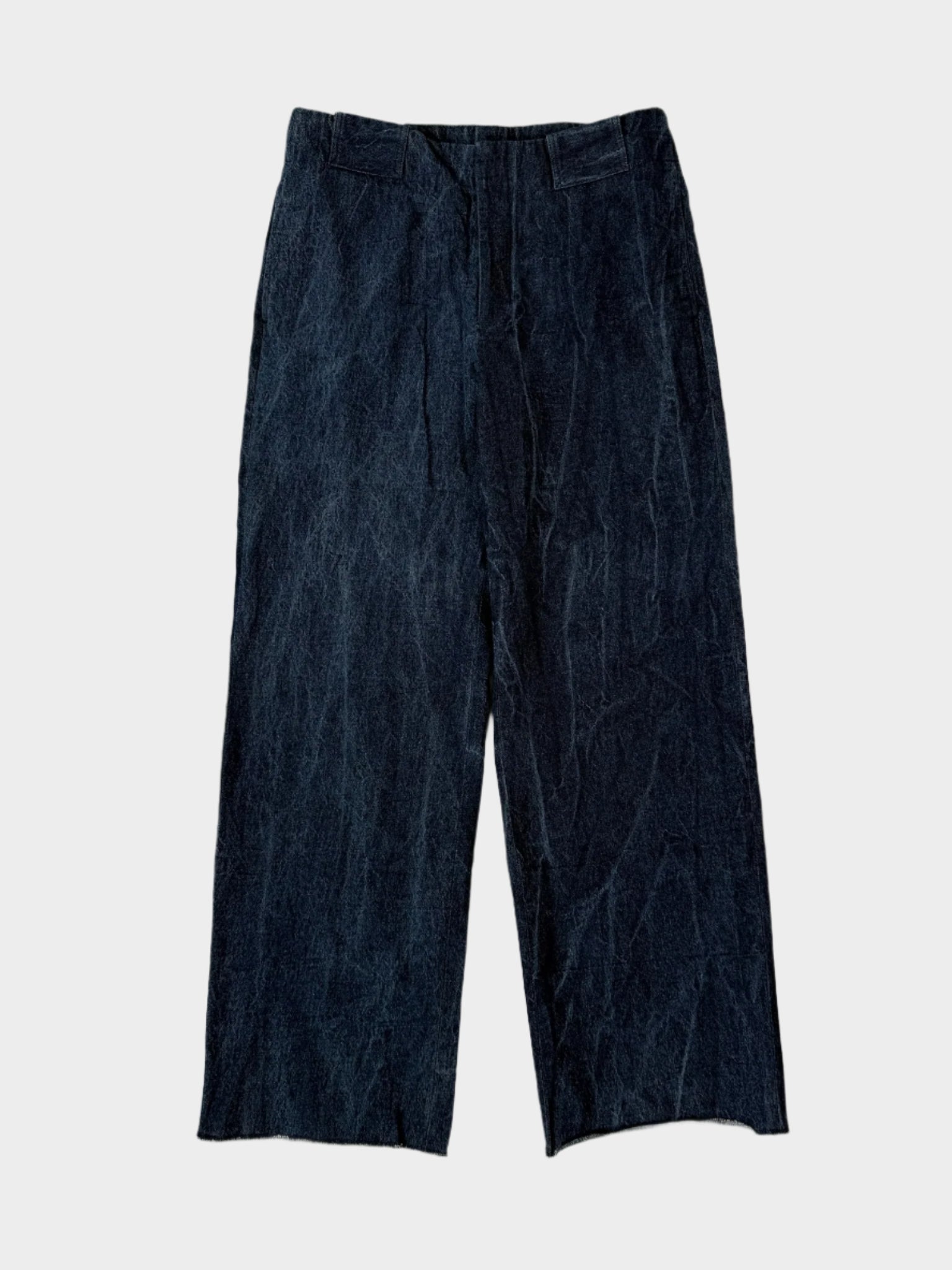 Pantaloni Emporio Armani in denim blu effetto stropicciato - vista frontale