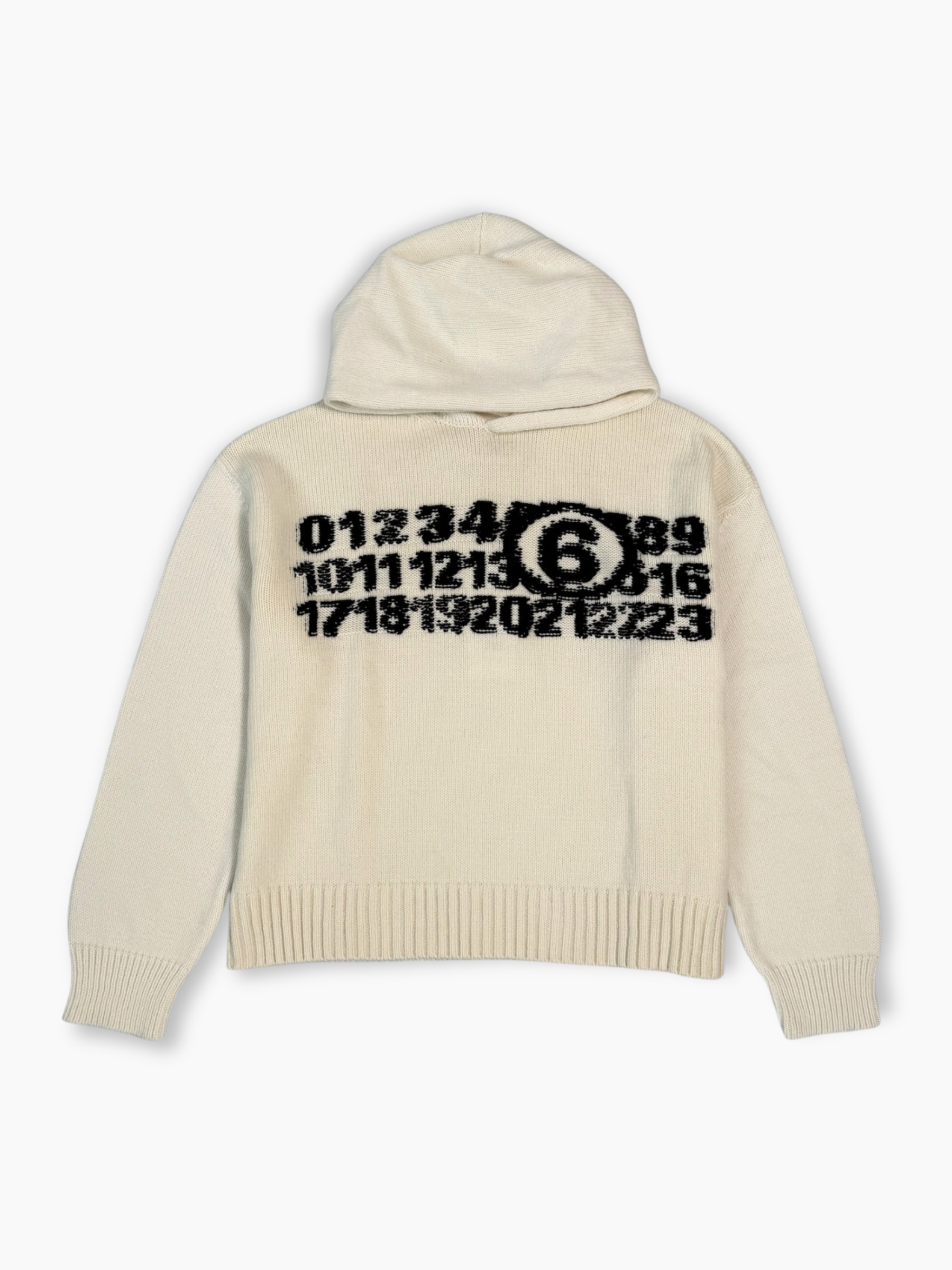 Felpa bianca Maison Margiela MM6 con cappuccio e logo numerico nero sul retro