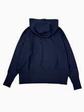 Maglia Blu Con Cappuccio e Spacchi Laterali Con Ricamo - Blu | dBlank