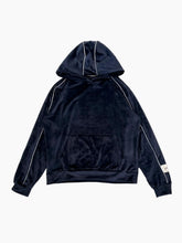 Blue Chenille Hoodie With Piping And Sleeve Label -  | dBlank