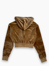 Felpa Corta In Ciniglia Tortora Con Cappuccio -  | Qlhype