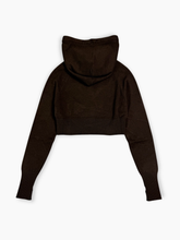 Short Dark Brown Hoodie with Embroidery -  | dBlank