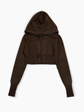 Short Dark Brown Hoodie with Embroidery -  | dBlank