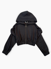 Felpa Corta Nera Con Zip E Cappuccio - Nero | dBlank