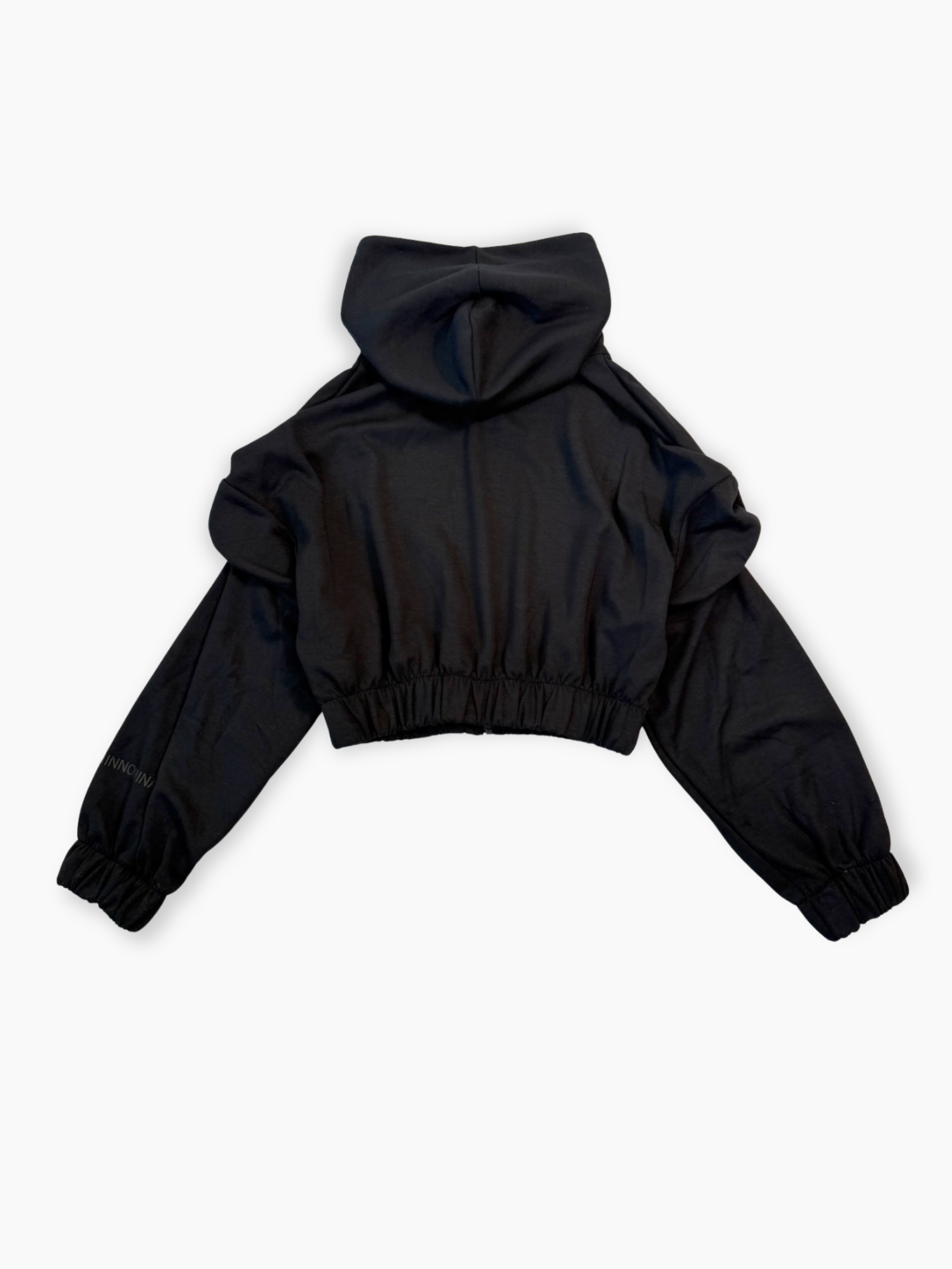 Felpa corta Hinnominate nera con zip frontale e cappuccio