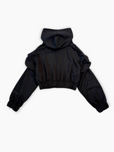 Felpa Corta Nera Con Zip E Cappuccio - Nero | dBlank