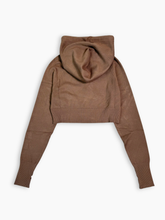 Dove Grey Cropped Hoodie with Embroidery -  | dBlank