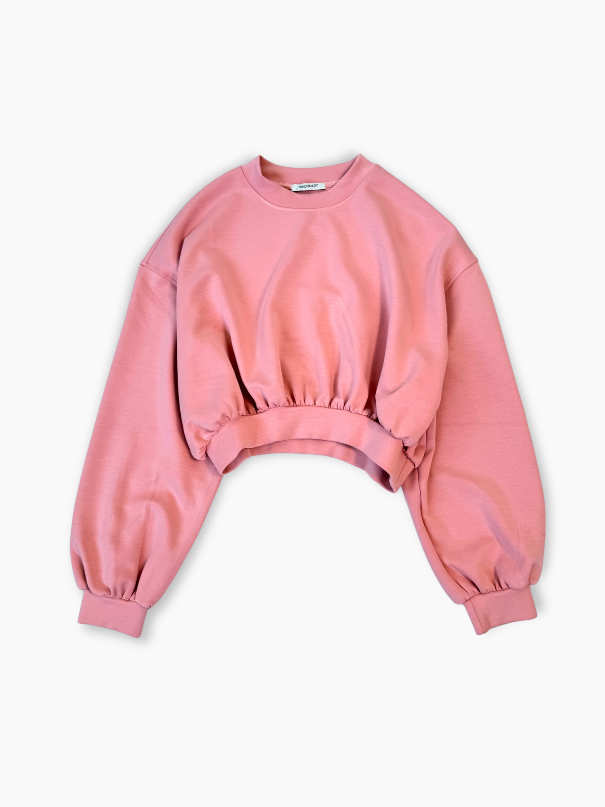 Felpa rosa corta Hinnominate con maniche lunghe e elastico arricciato in vita