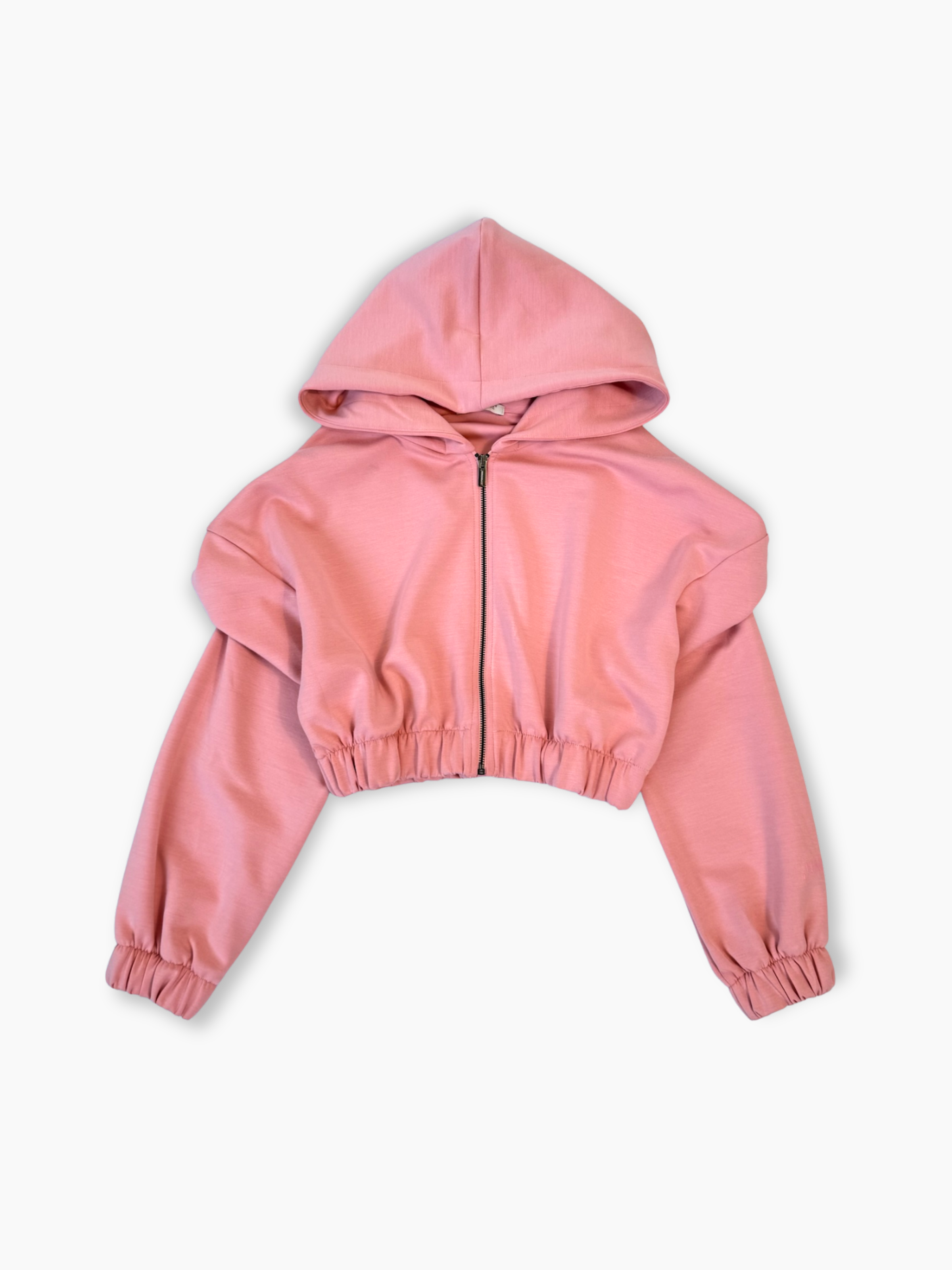 Felpa corta Hinnominate rosa con zip frontale e cappuccio, in tessuto morbido ed elasticizzato