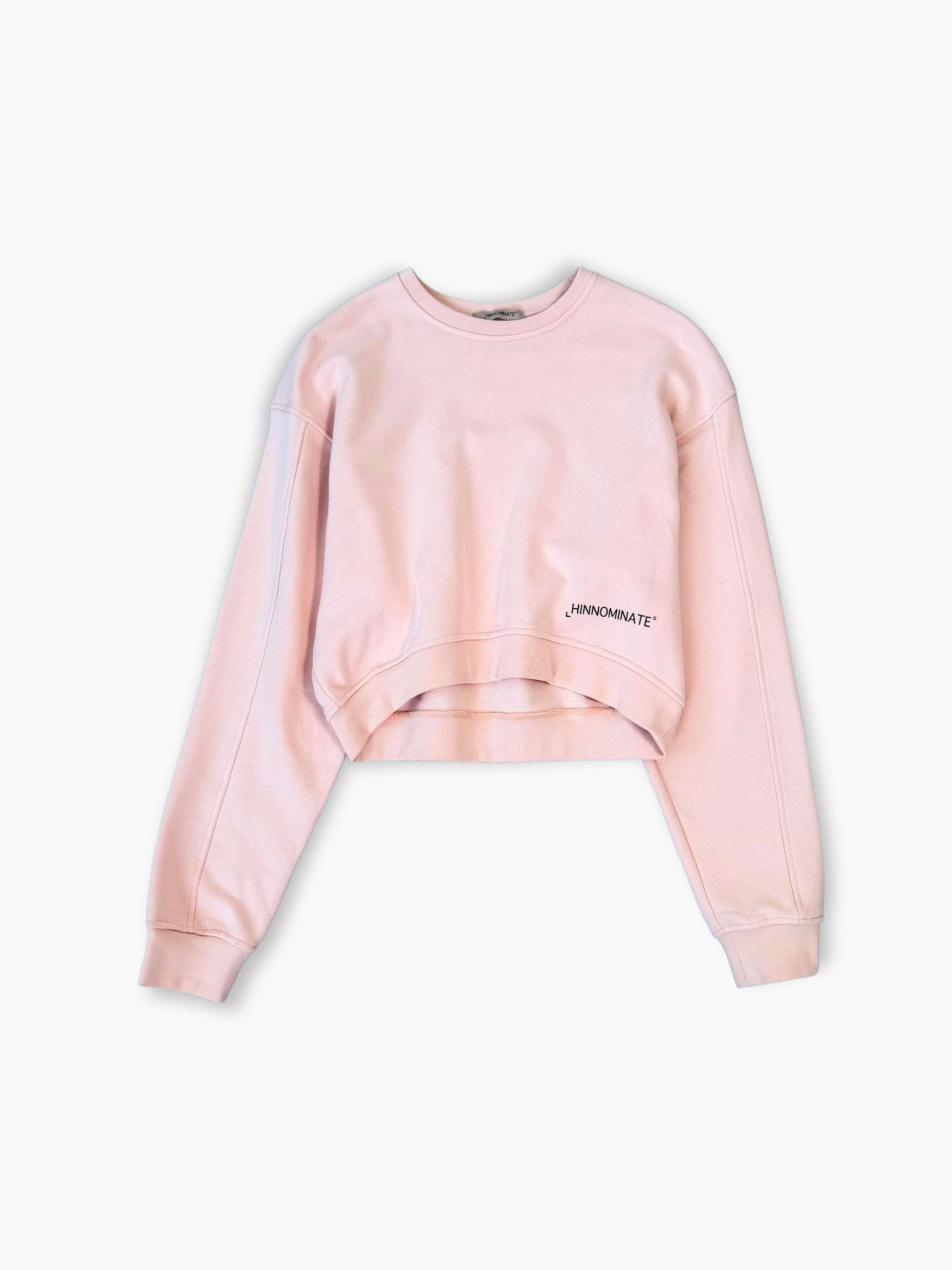 Felpa rosa Hinnominate in cotone con taglio corto e logo stampato