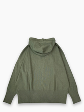 Green Sweater With Hood and Side Slits -  | Qlhype